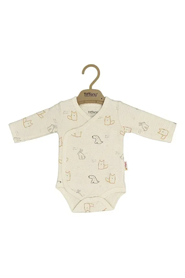 Детское боди для новорожденных с принтом Baby cats and dog theme double breasted baby badi 2420022 Tiffany, Ecru