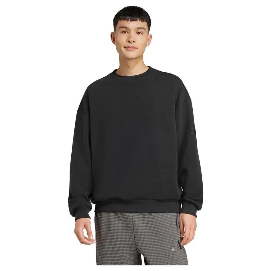 Мужской свитшот свободного кроя из прохладной ткани adidas M SL SK CREW KF0485, Черный — фото 2