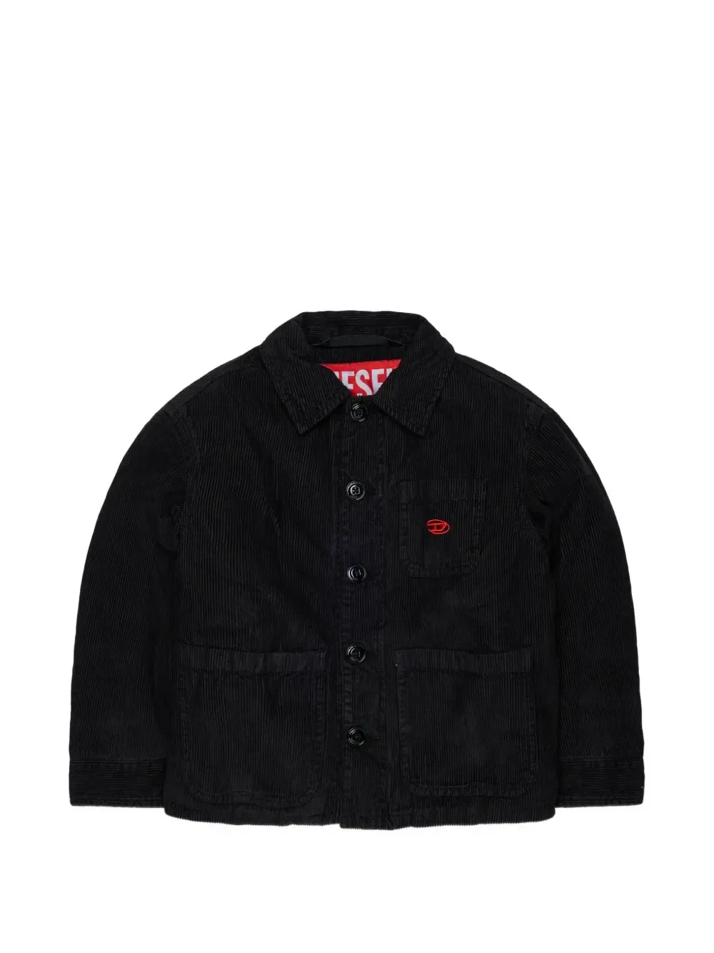 Вельветовая куртка с вышитым логотипом Diesel Kids, черный