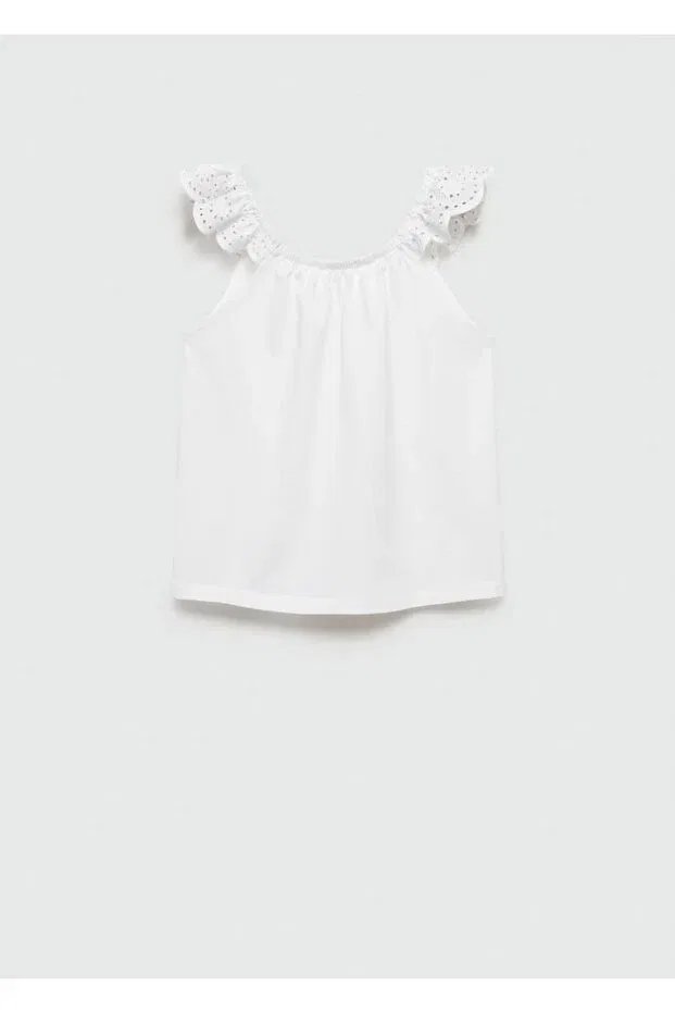Детское платье-футболка для девочек с воланами Mango Kids, Off White — фото 2