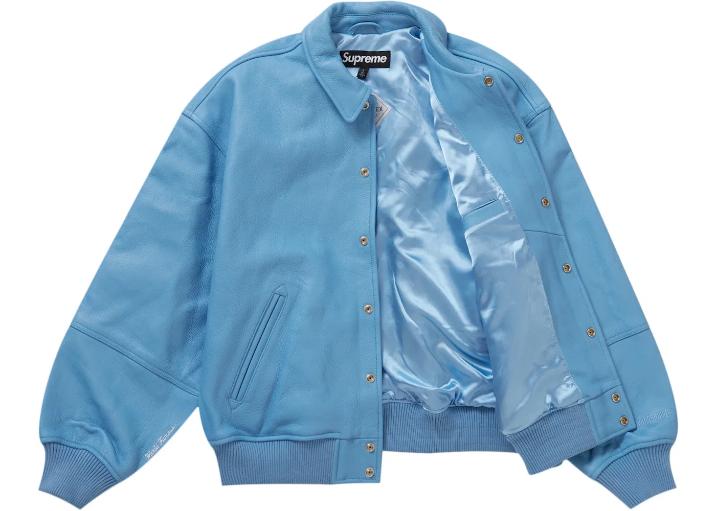 Мужская кожаная куртка с принтом Supreme GORE-TEX Infinium WINDSTOPPER, Light Blue — фото 2
