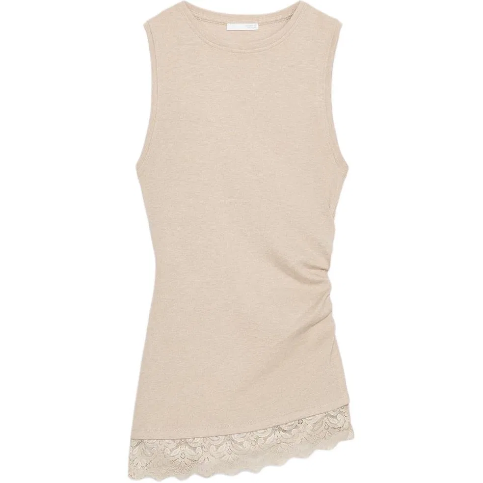 Женский топ без рукавов с круглым вырезом Dark Sand Umber, ZARA