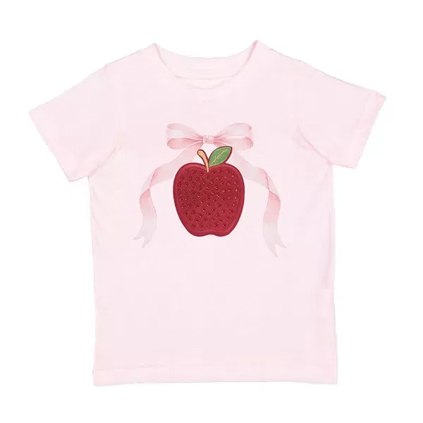 Детская футболка для девочек с принтом Apple Rhinestone Patch Sweet Wink, Ballet Pink