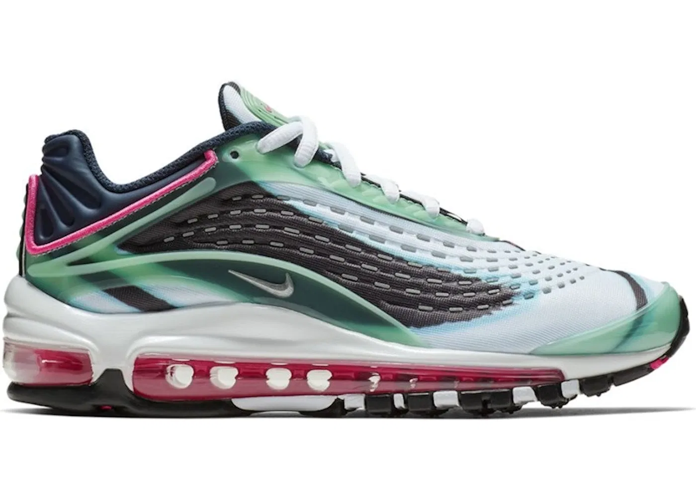 Детские кроссовки Lifestyle Nike Air Max Deluxe, Enamel Green/Metallic Silver-Obsidian-Black-Deadly Pink-Cobalt Tint