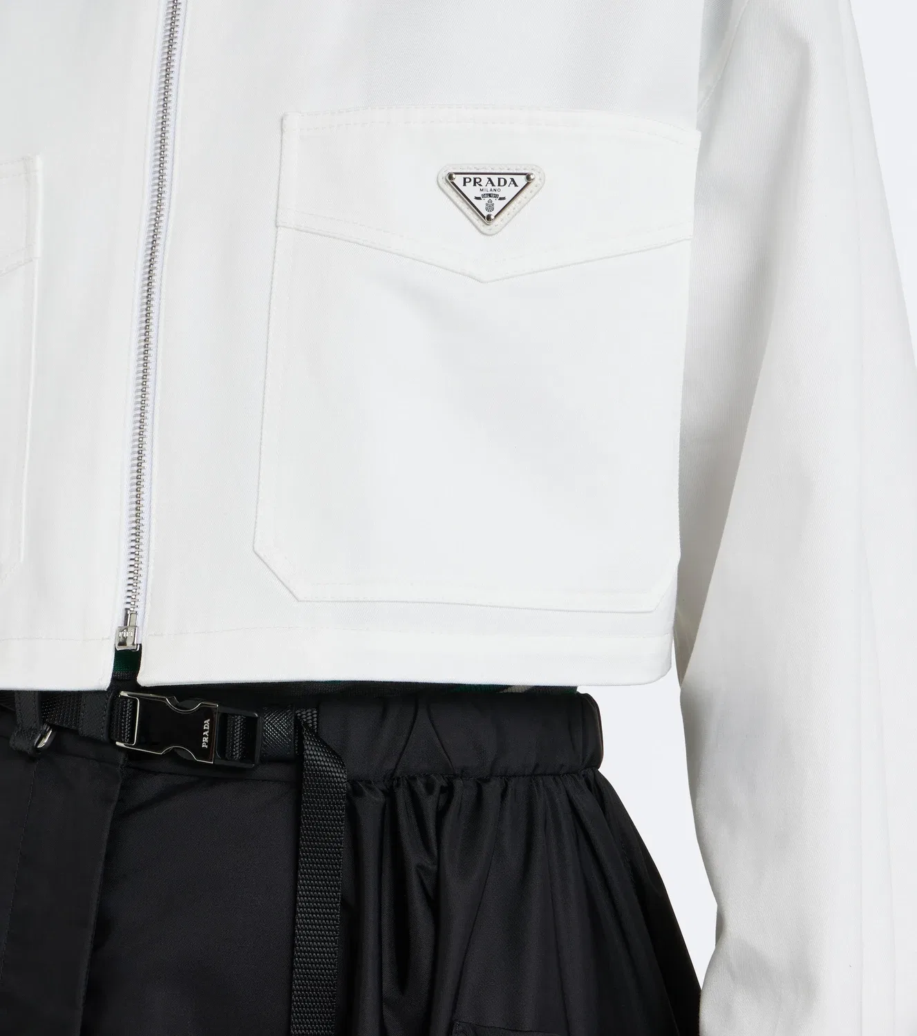 Укороченная джинсовая куртка Prada, белый — фото 4