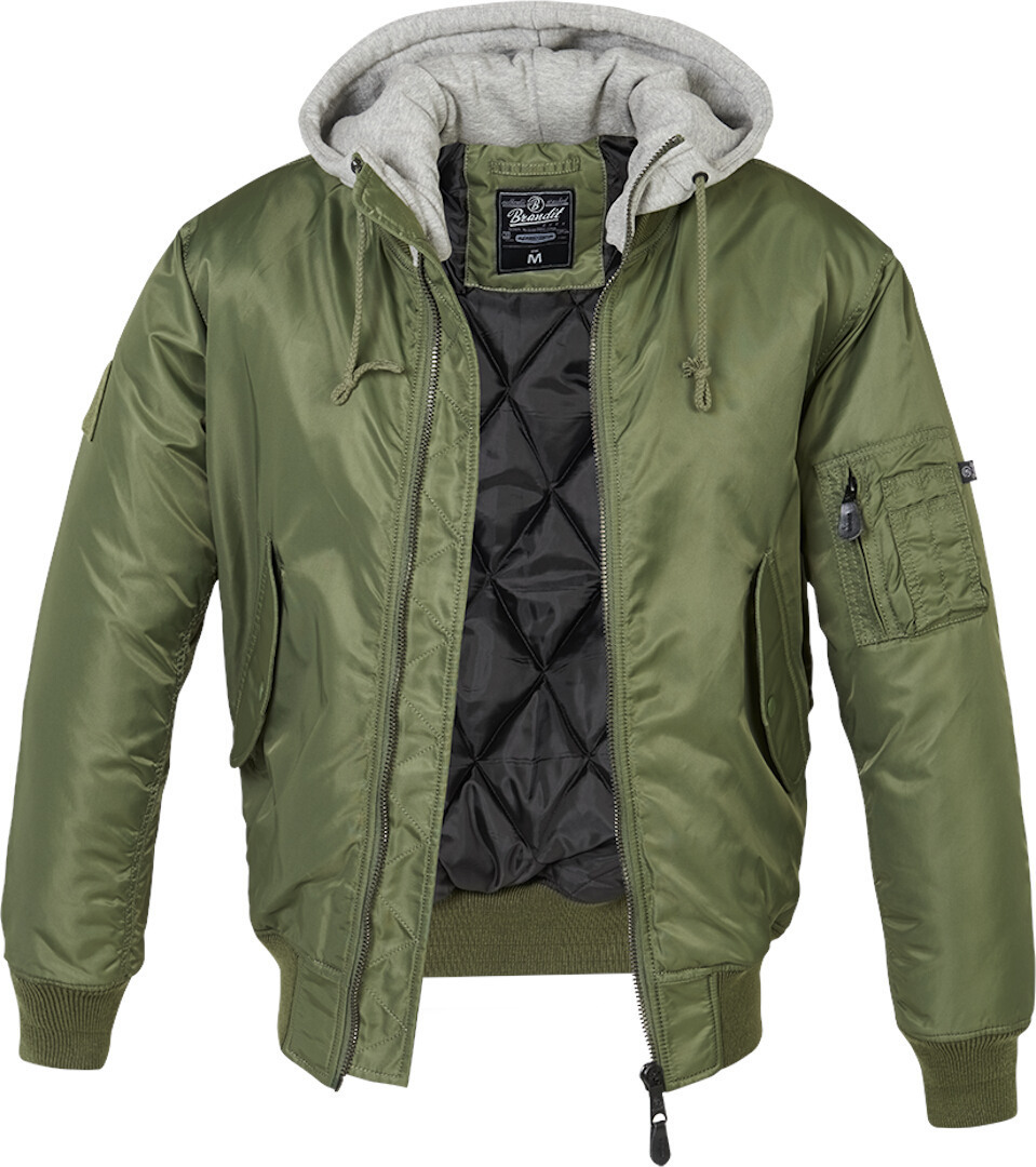 

Куртка Brandit MA1 Sweat Hooded Jacket, оливковый, Зеленый, Куртка Brandit MA1 Sweat Hooded Jacket, оливковый