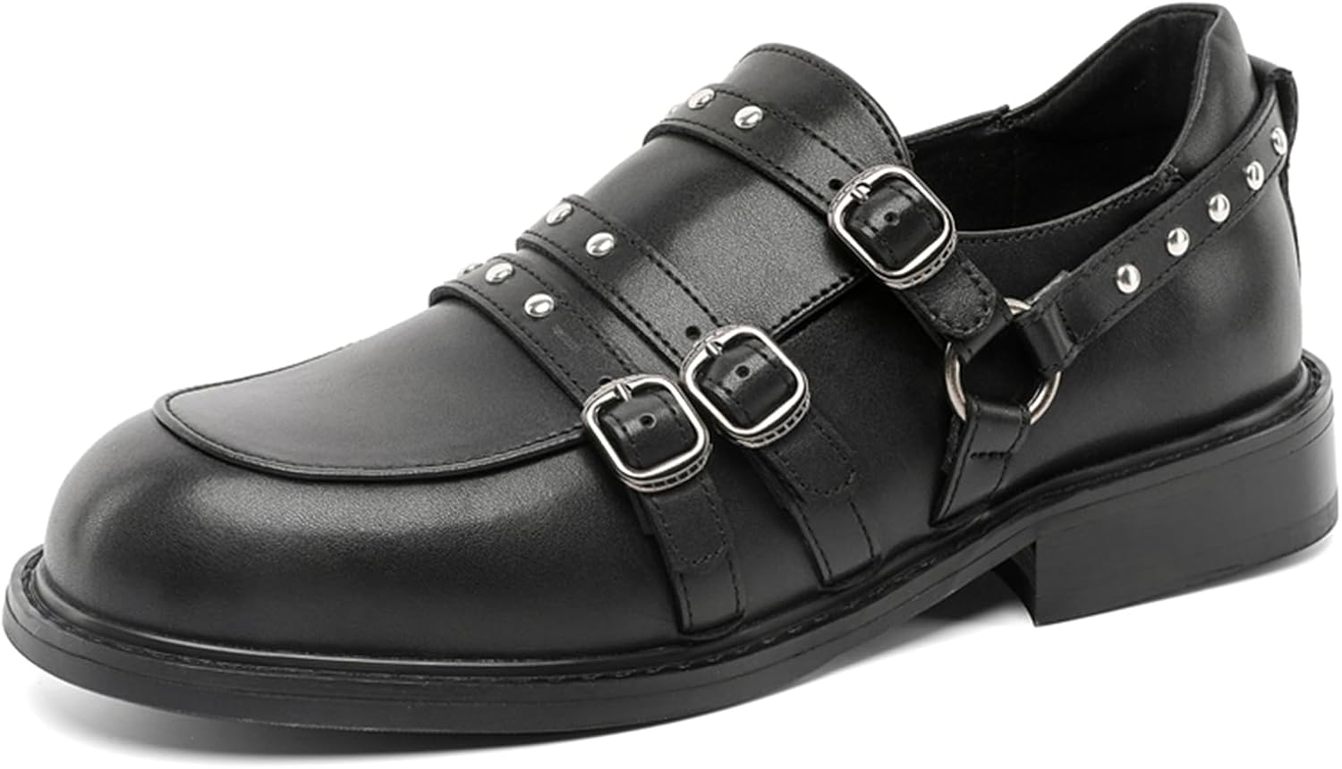 

Унисекс кожаные слипоны-лоферы с классическим круглым носком Qklmwes, черный