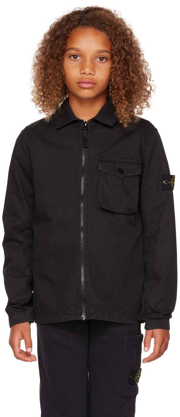 

Детская черная хлопковая куртка Stone Island Junior, Черный, Детская черная хлопковая куртка Stone Island Junior