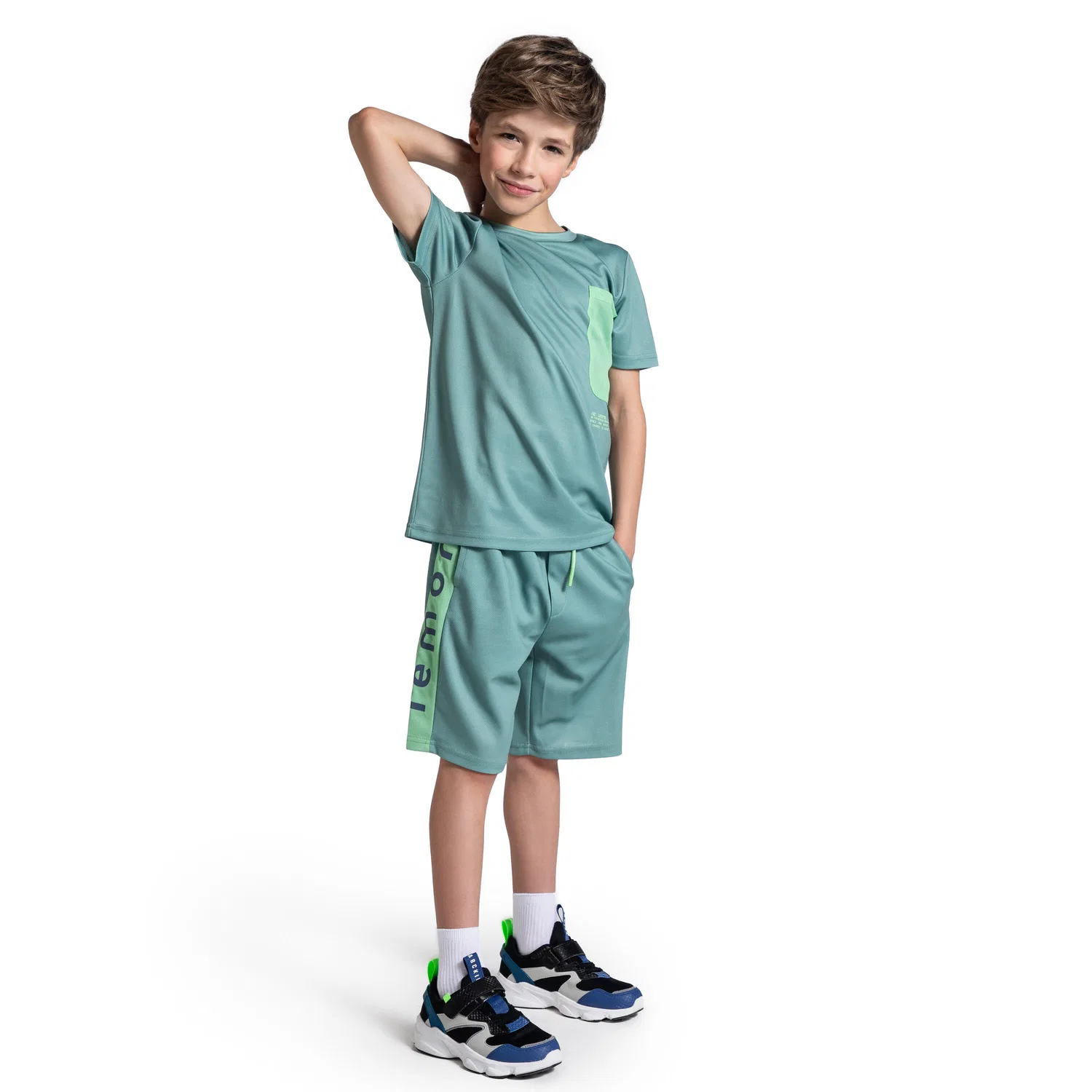 Детские спортивные шорты с принтом Kinder Trainingsshort Shorts WL5 Lemon Explore, Olivgrun