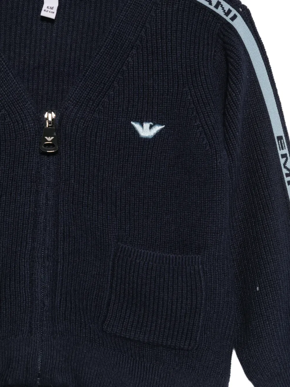 Кардиган на молнии с деталью в виде логотипа Emporio Armani Kids, синий — фото 3