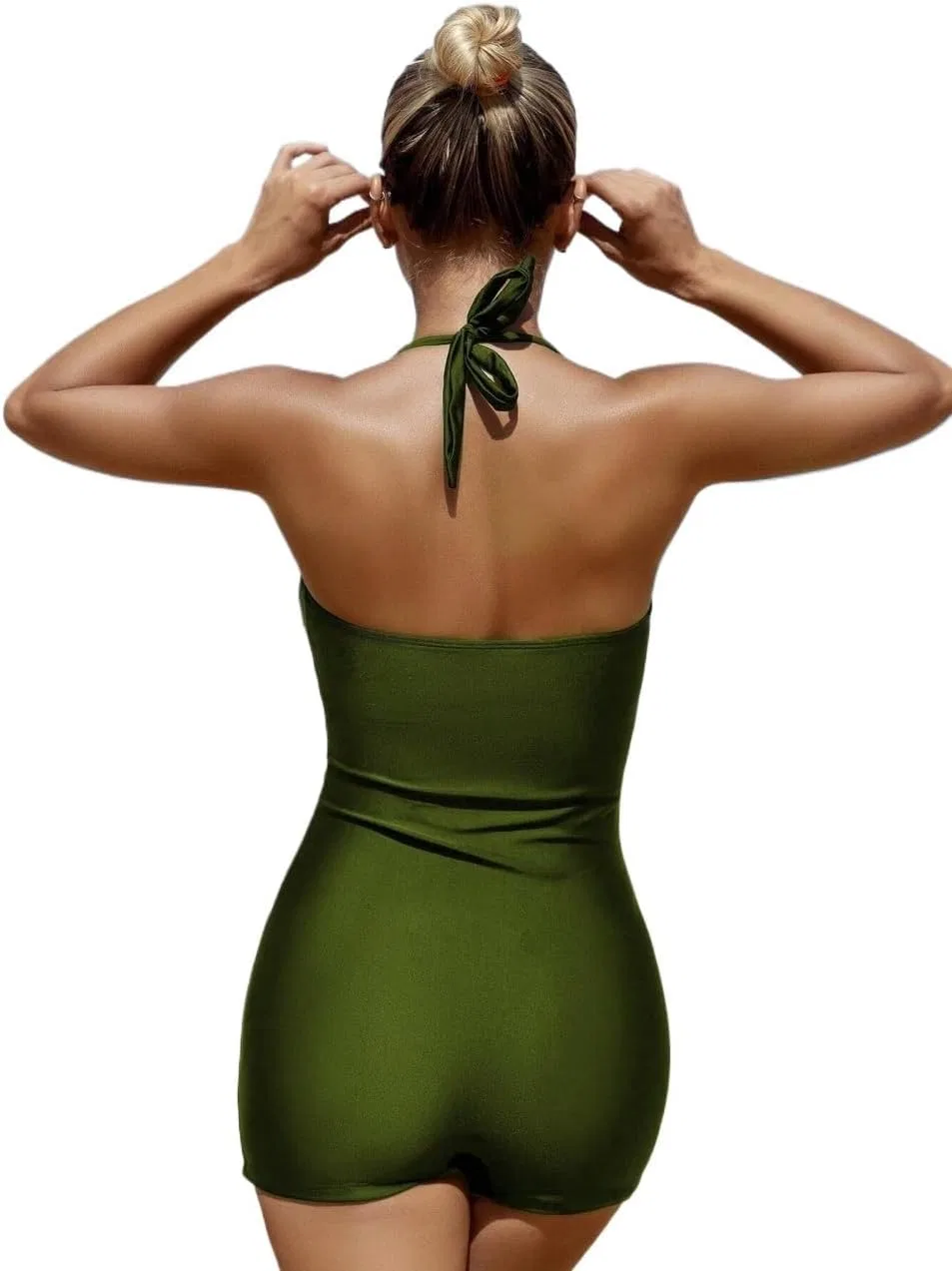 Женский монокини с запахом без спинки, Army Green