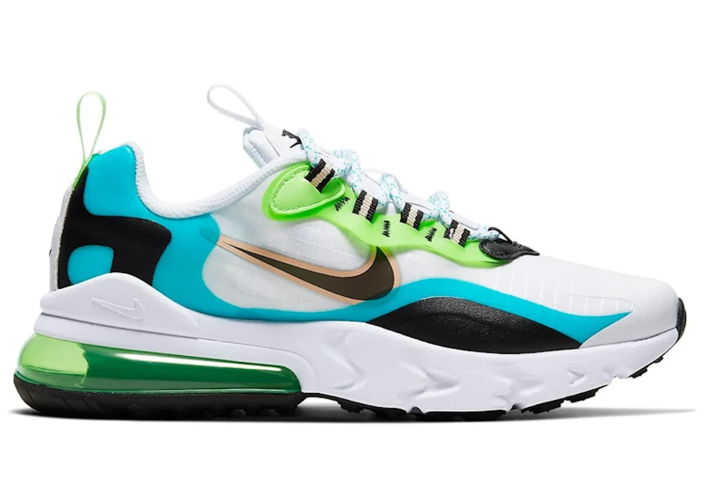 Детские кроссовки Lifestyle Nike Air Max 270 React, Oracle Aqua/Black-Ghost Green