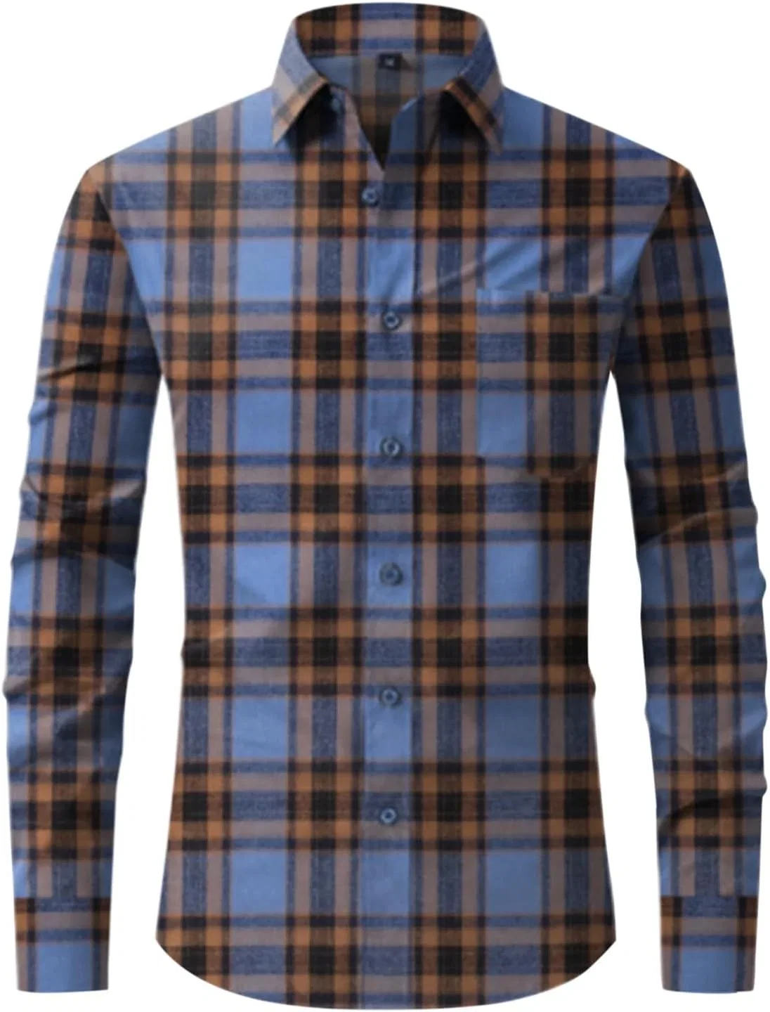 Мужская фланелевая рубашка с длинным рукавом, модель Checkered Shacket, синий