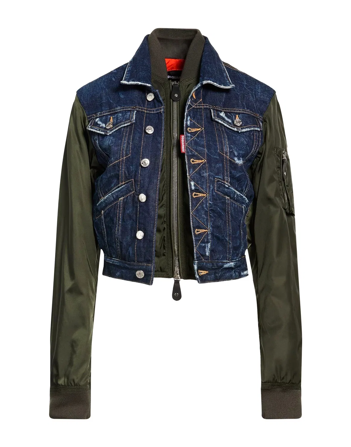 Женская джинсовая куртка-бомбер с принтом Dsquared2, синий