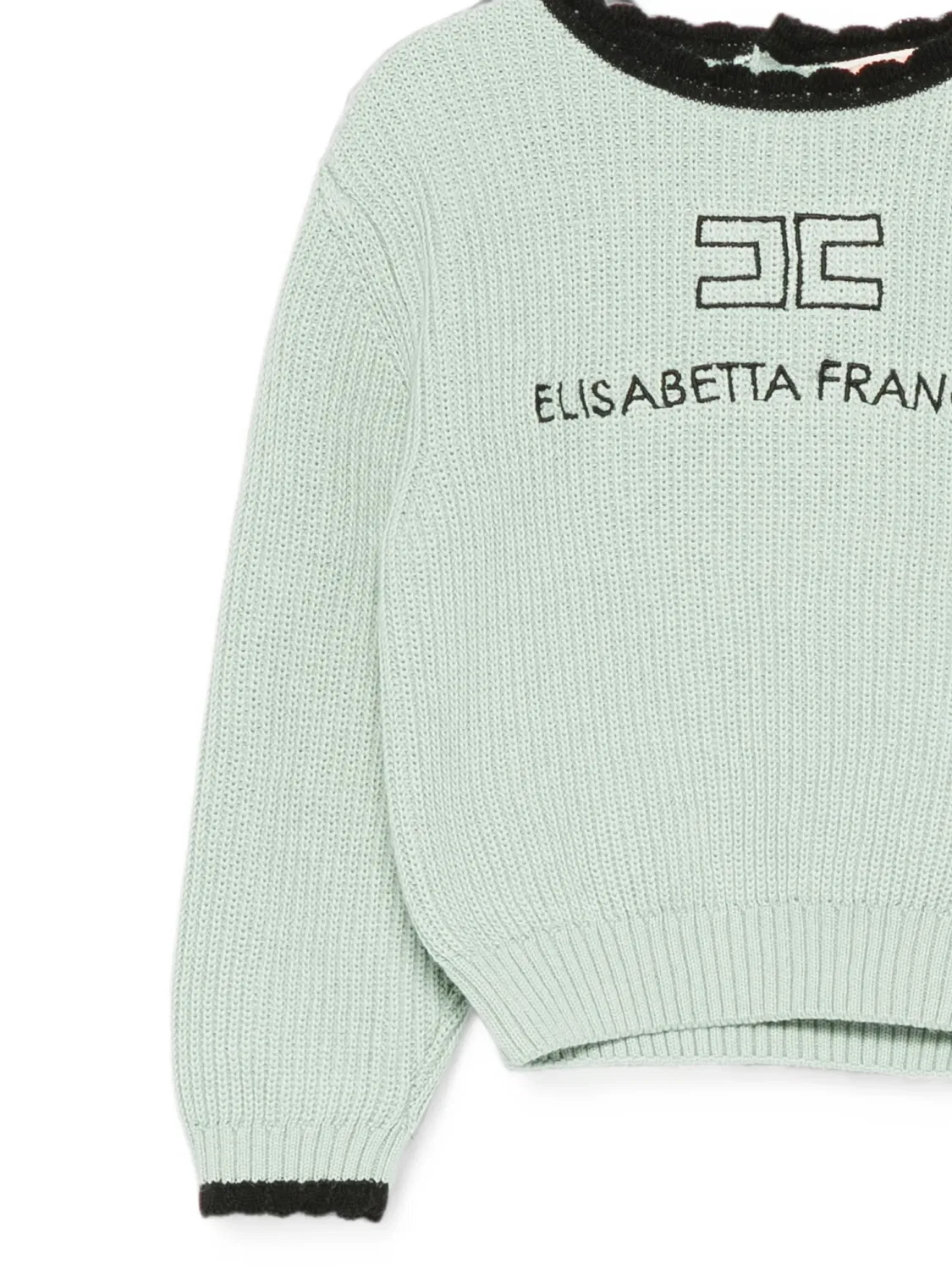 Свитер с фестонами и вышитым логотипом Elisabetta Franchi La Mia Bambina, зеленый — фото 3