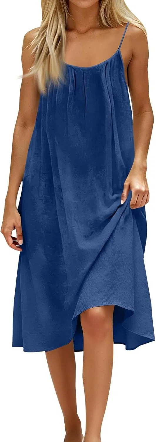 Женское летнее ками-платье с открытой спиной Generic, Dark Blue — фото 4