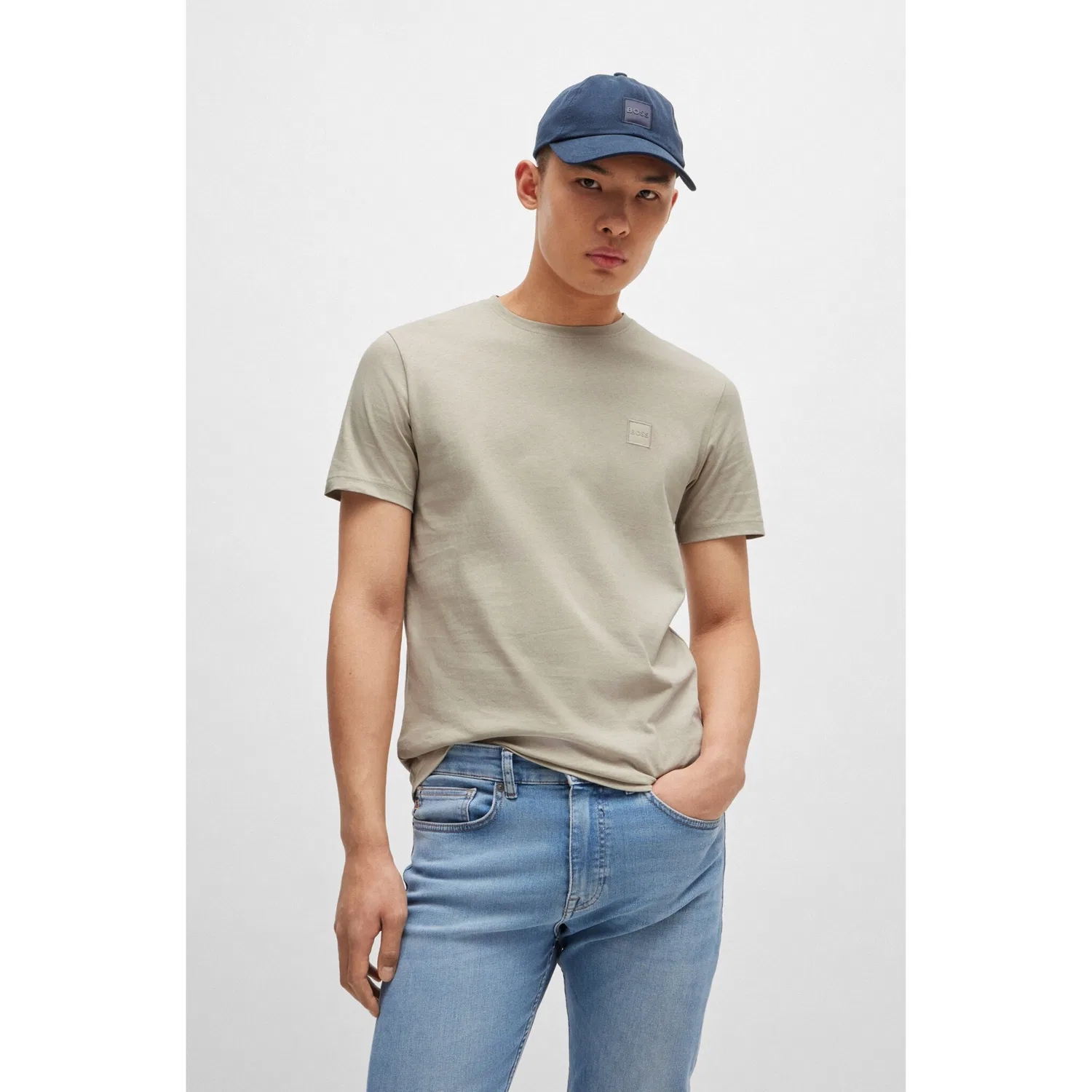 Детская хлопковая футболка Tales BOSS ORANGE, Light Beige