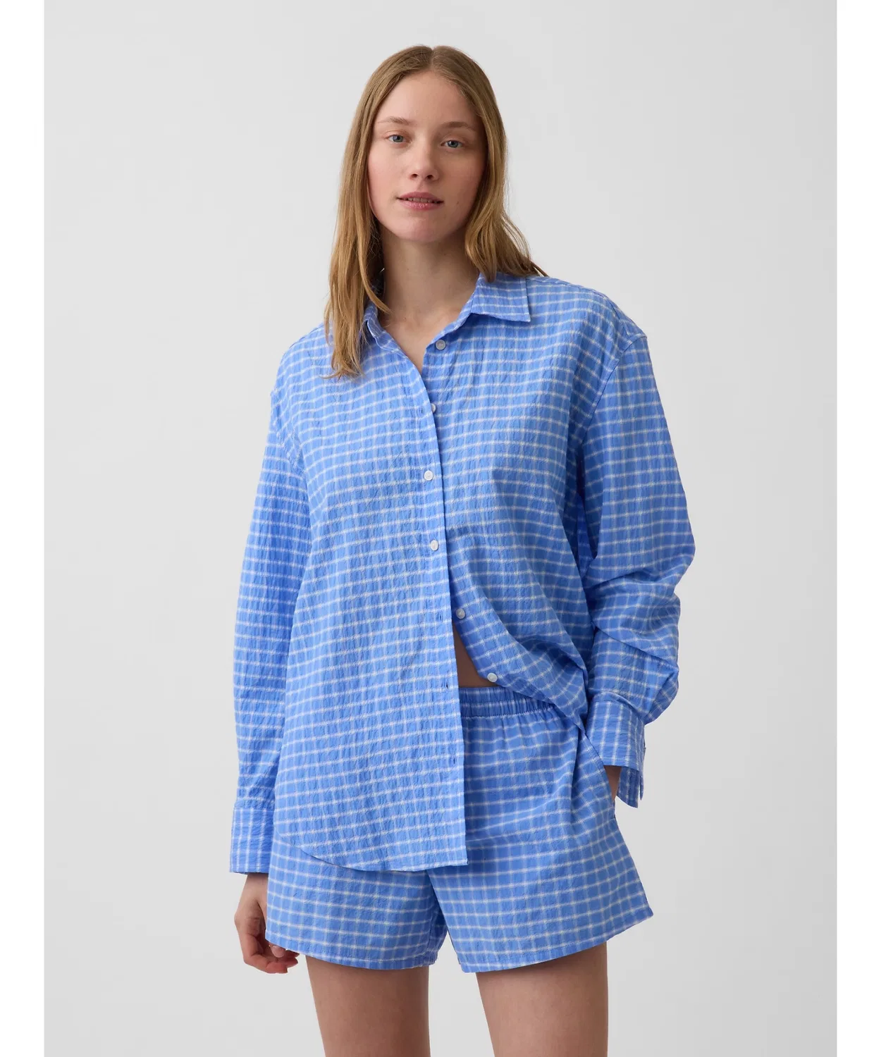 Женская рубашка оверсайз с принтом GAP, Light Blue