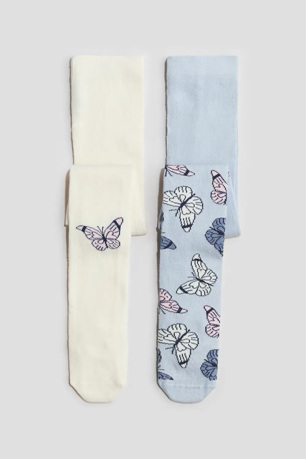Комплект из 2 тонких вязаных колготок H&M, Hellblau/Schmetterlinge