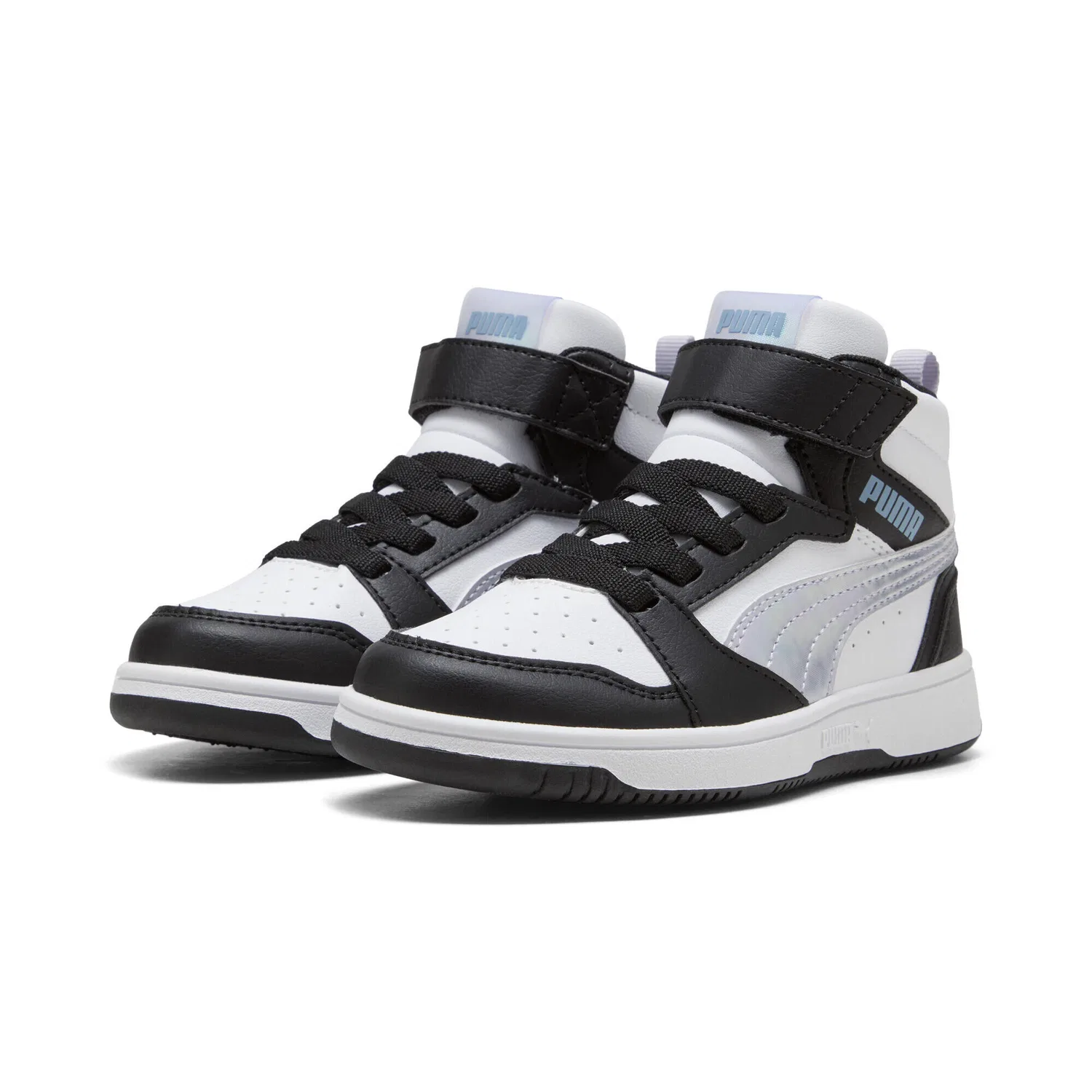 Детские кроссовки с принтом Rebound V6 Mid Space Belle Puma, Schwarz Violett Weiss