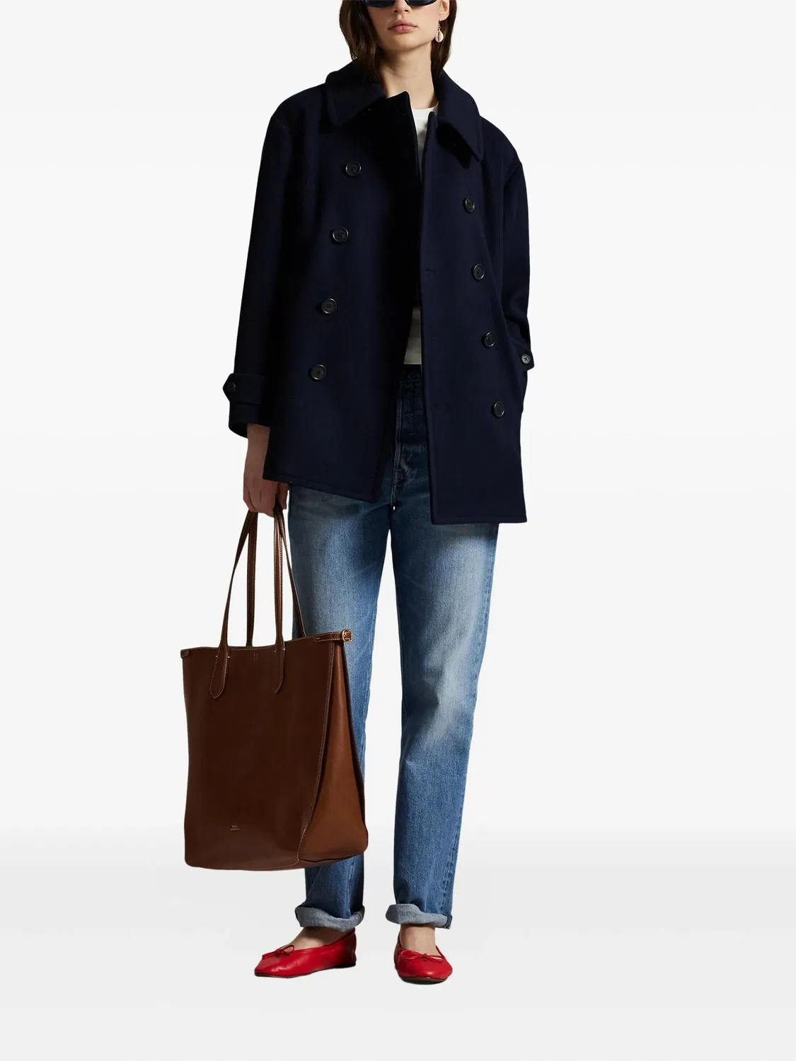 Двубортное шершавая морская куртка Polo Ralph Lauren, синий — фото 3
