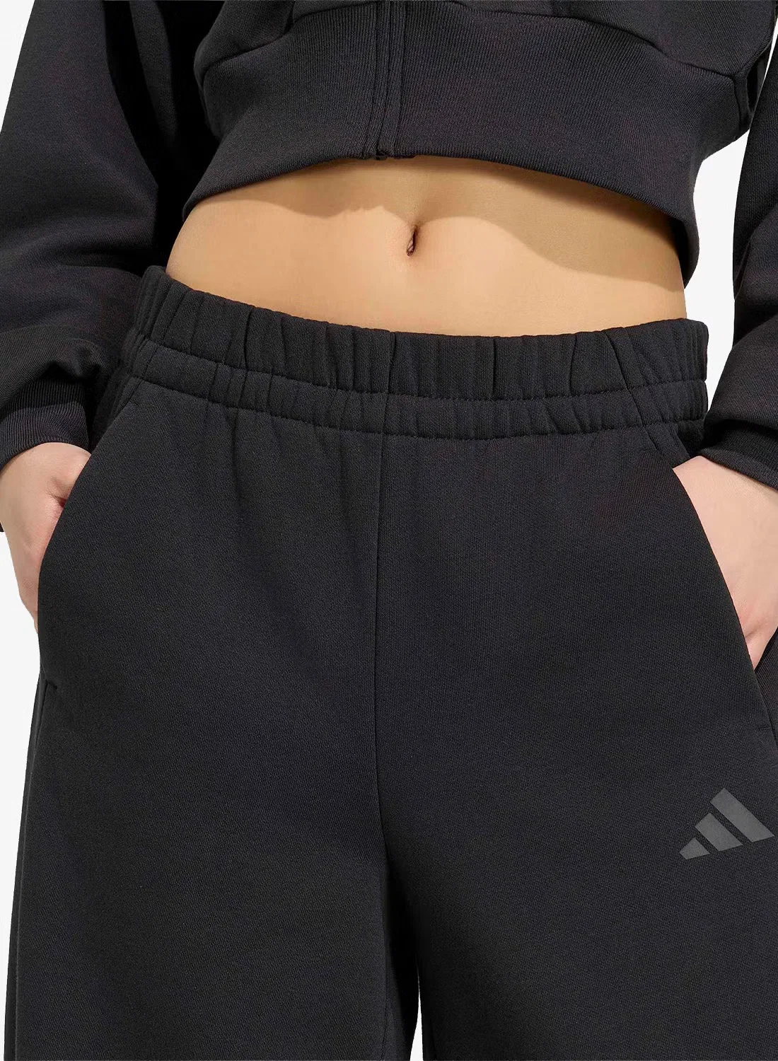 Брюки из флиса с завязкой-кулиской, свободные, Adidas, черный — фото 4