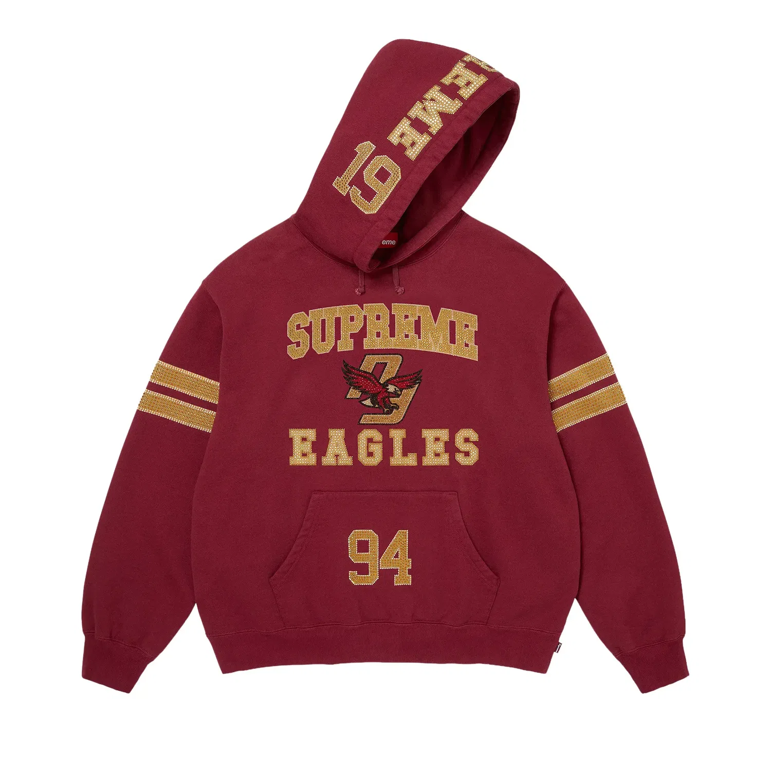 Свитшот с капюшоном Supreme Rhinestone Eagle Hooded Sweatshirt, Cardinal — фото 2