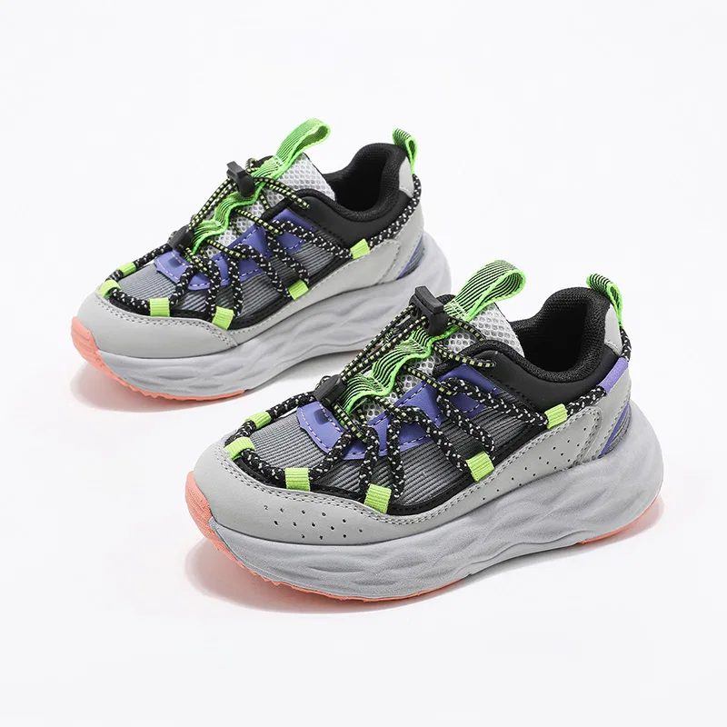 Детские кроссовки из сетки и синтетической кожи Lifestyle Shoes ABC KIDS, Gray/Black Green — фото 3