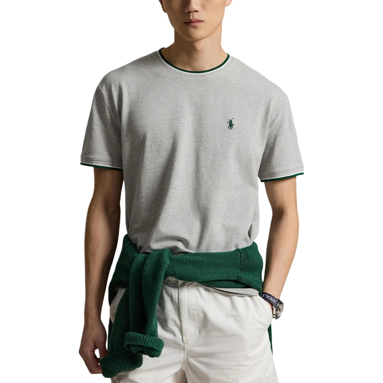 Мужская футболка с круглым вырезом Хлопковая Polo Ralph Lauren, Gray — фото 3