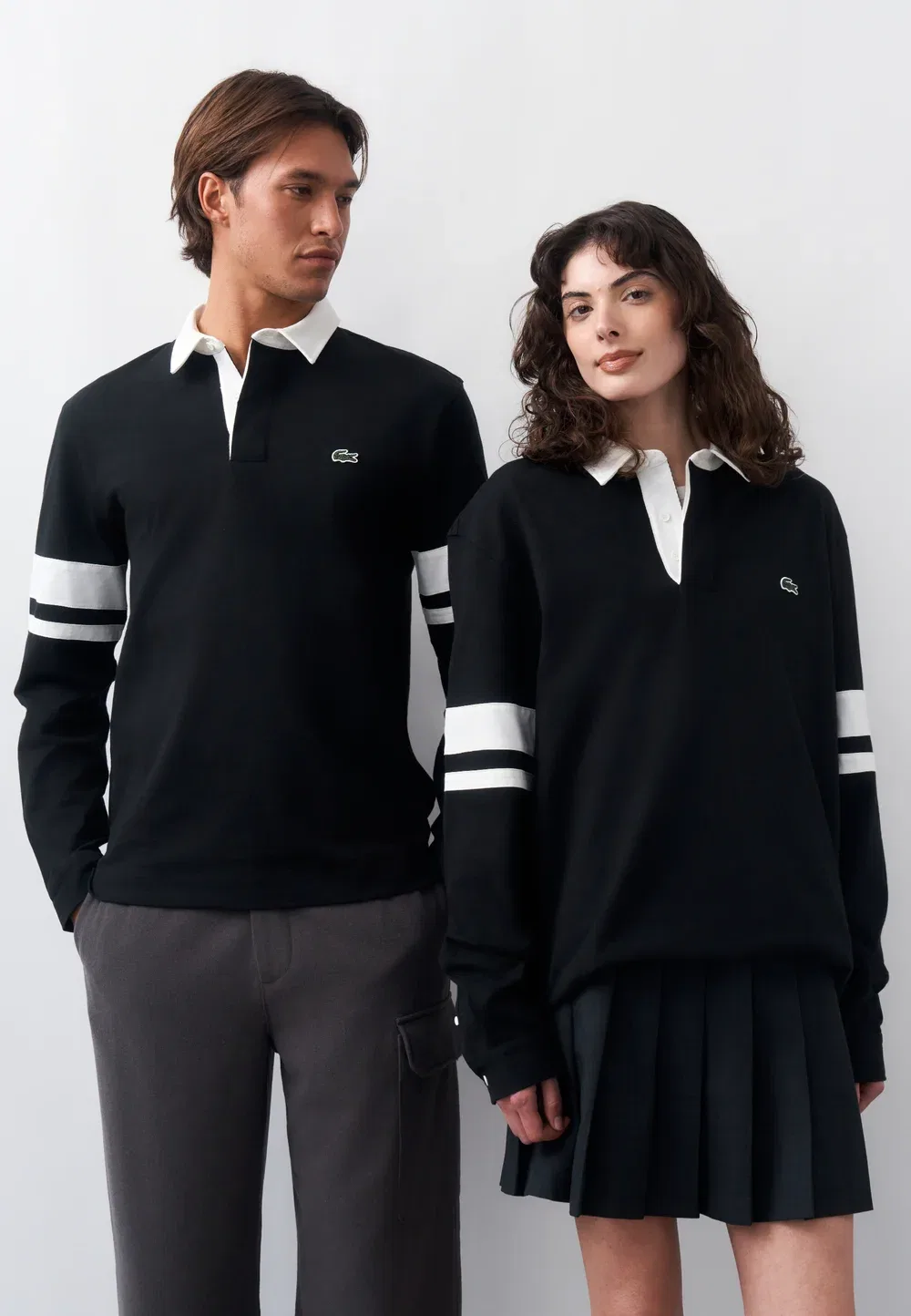 Футболка-поло Lacoste Black/Flour, классический крой, черный — фото 2