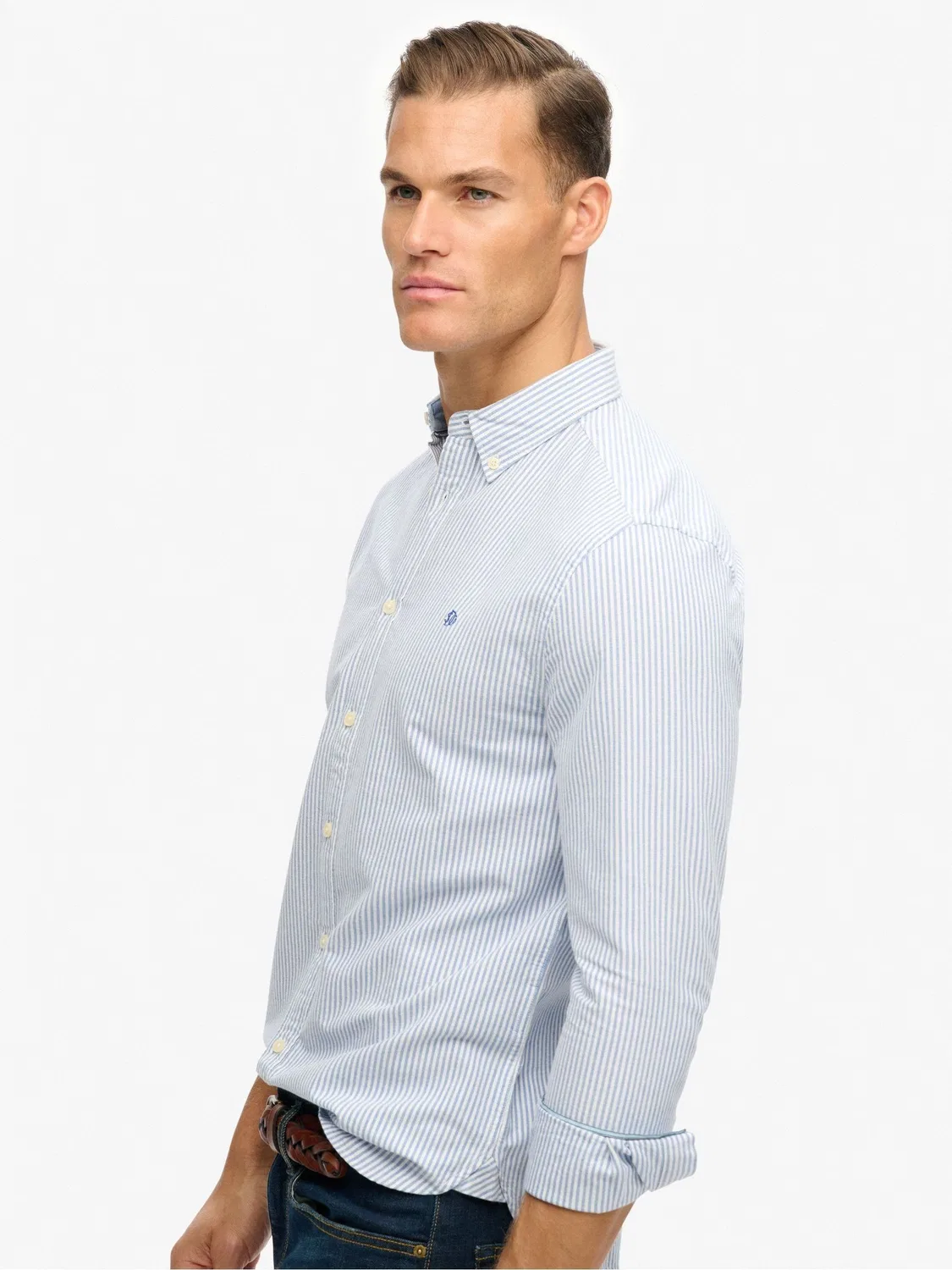 Рубашка Oxford с полоской Superdry, Azure Blue Chalk Stripe — фото 4