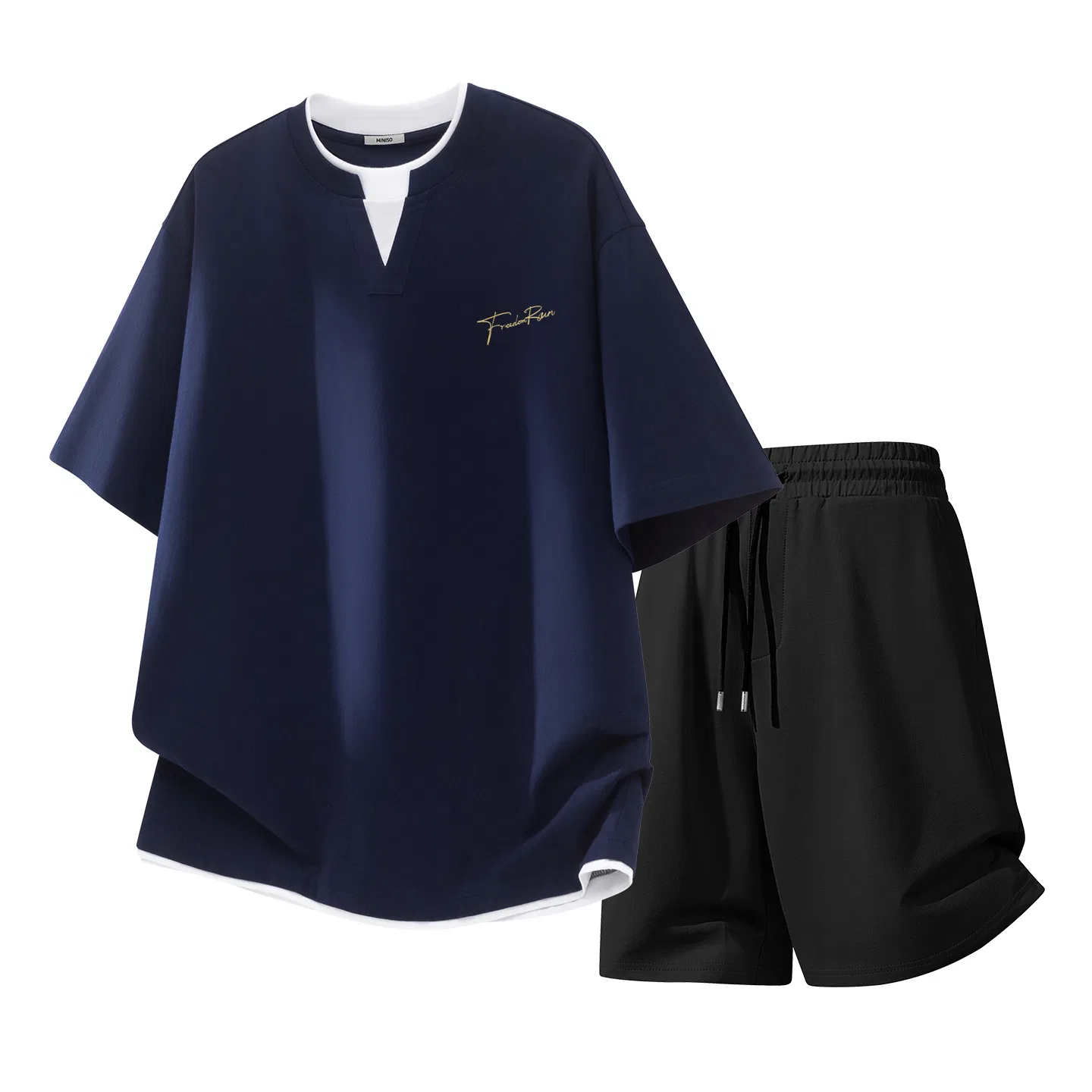 Детский комплект спортивной одежды с принтом MINISO, Navy Blue (Freedom Chest Logo)+Khaki — фото 3