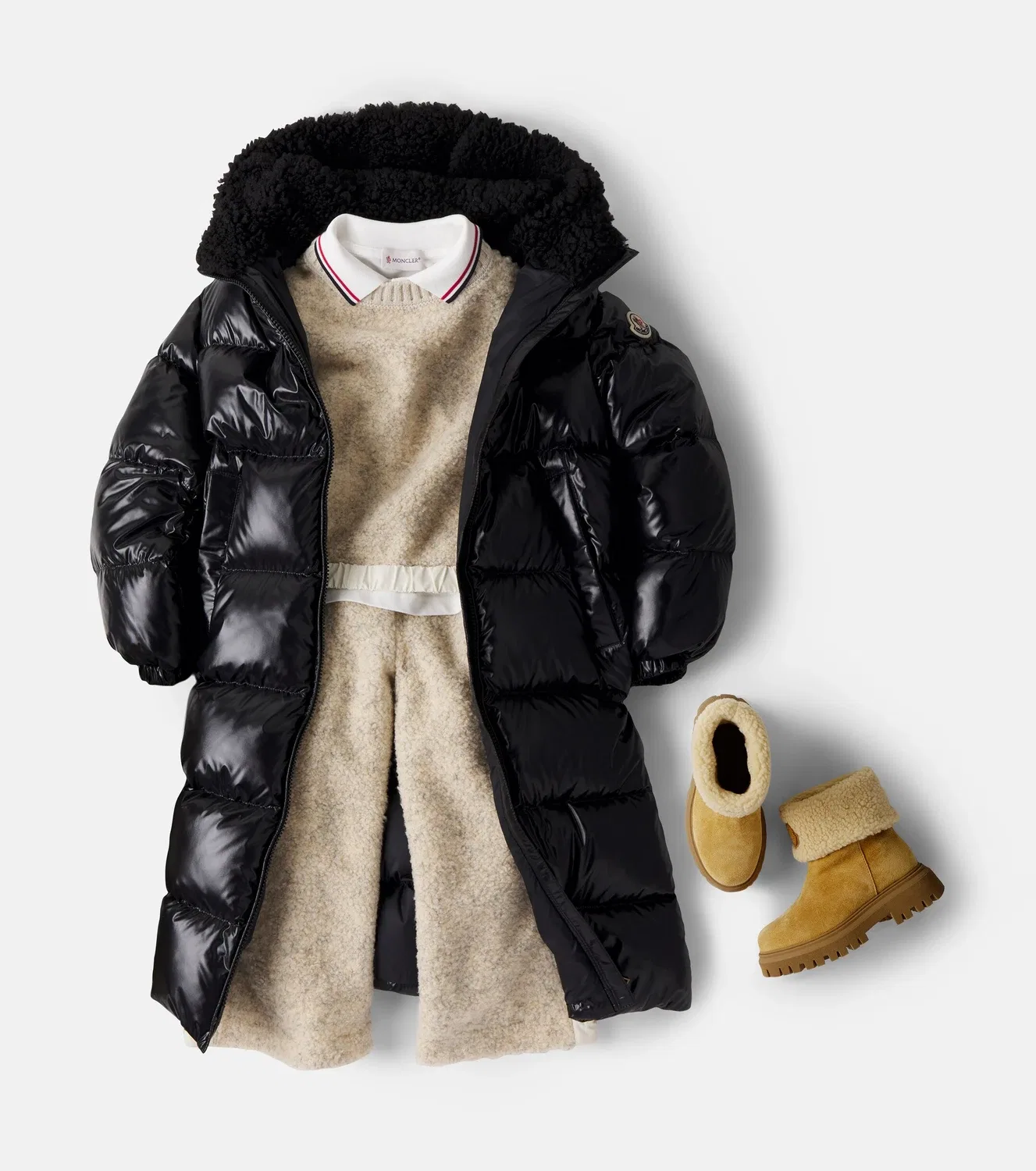 Комплект из джемпера и брюк Teddy, Moncler Enfant, бежевый — фото 2
