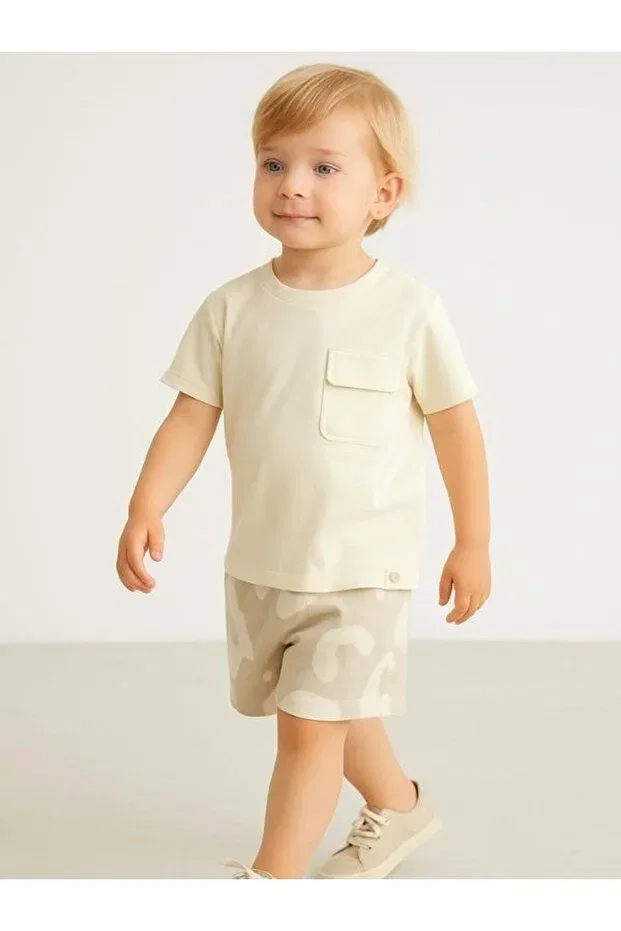 Детские шорты для мальчиков с камуфляжным принтом Zekids, Beige — фото 4