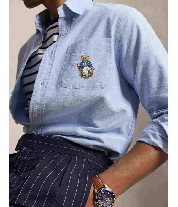 Мужская рубашка с длинным рукавом Regular Fit Camicia Polo Ralph Lauren, Azzurro — фото 4