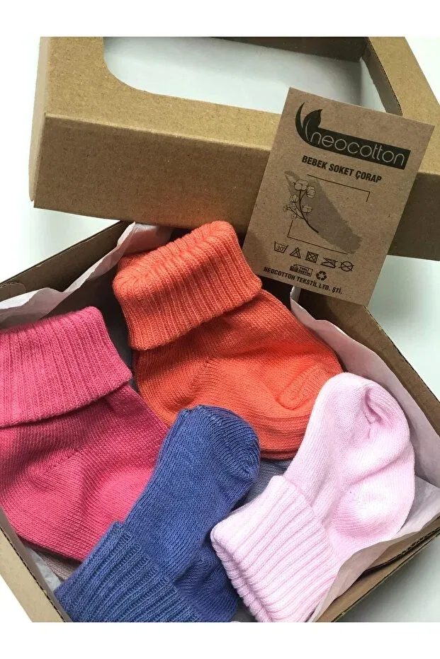Детские носки для новорожденных хлопковые с манжетами Basics Neocotton, Pink — фото 3