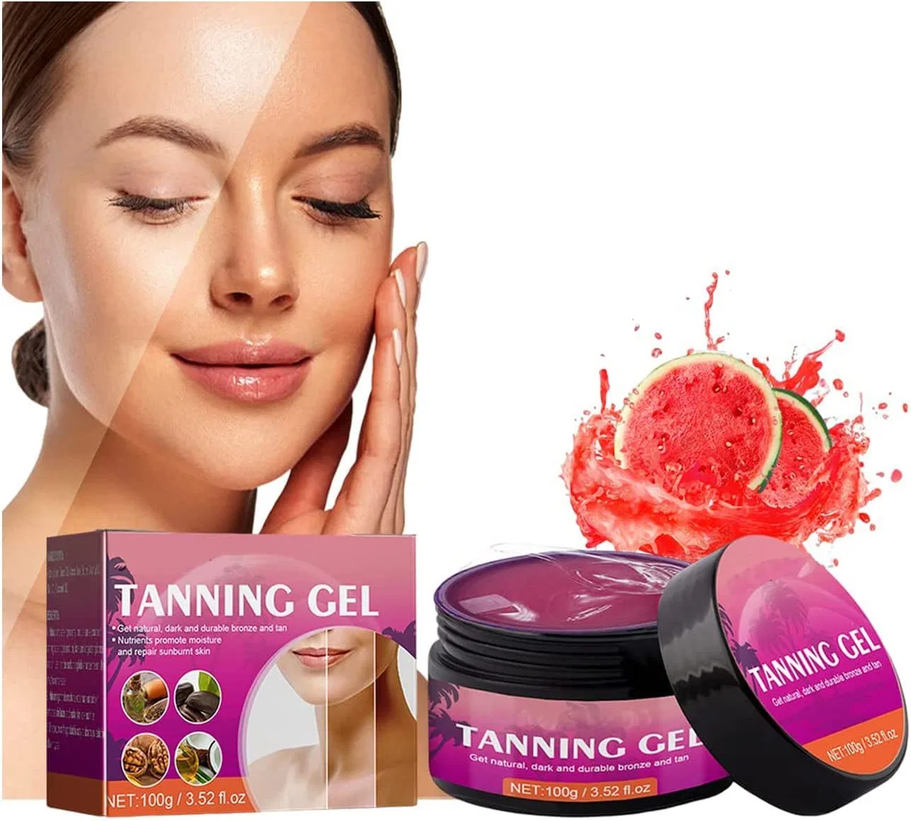 Тан-гель для загара Extreme Dark Intensive Tanning Luxe Gel, с ароматом арбуза, 100 г, Red Qklovni