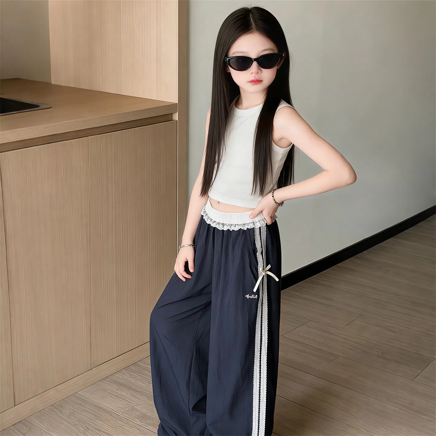 Детские трикотажные спортивные штаны Тонкие Нерастяжимые Navy Blue TNTX — фото 3