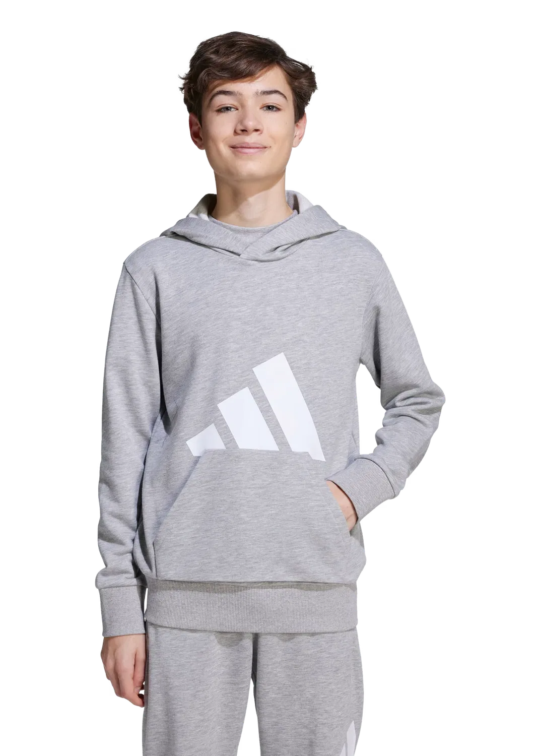 Детское худи с капюшоном Adidas, серый — фото 2