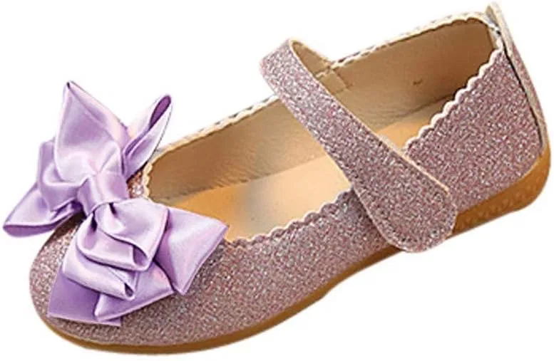 Детские туфли для девочек с бантом из нубука, Purple