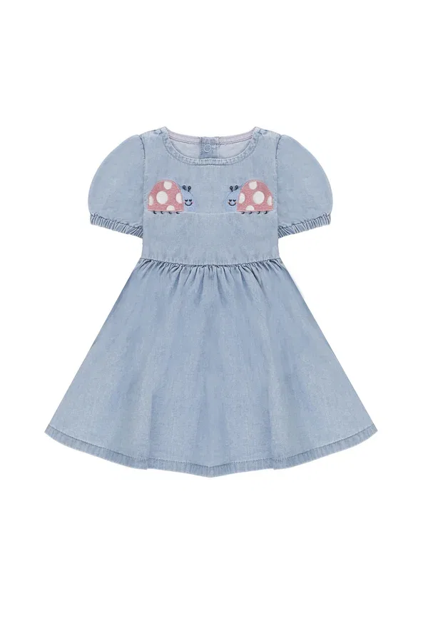 Платье с животными Denim dress Stella Mccartney Kids, celeste, светло-голубой
