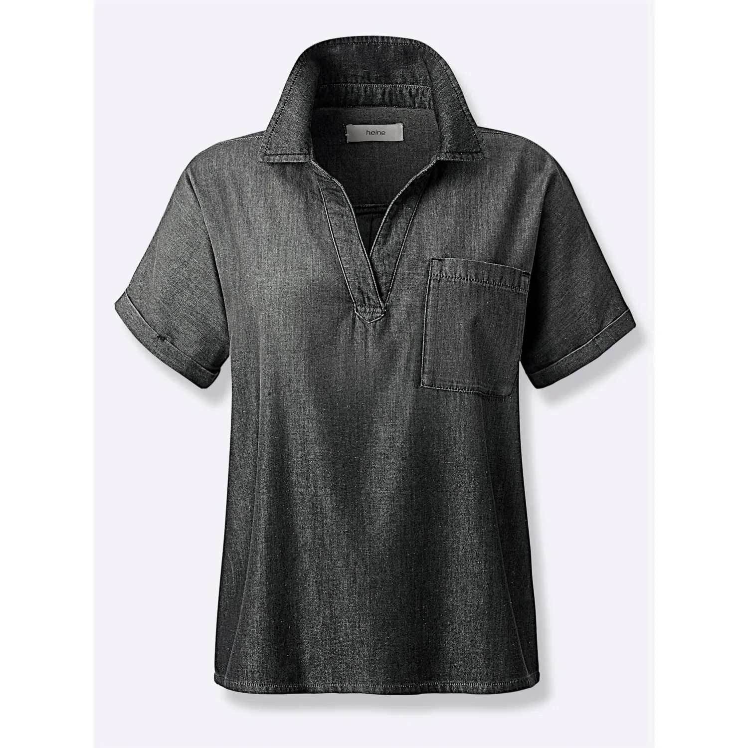 Женская блуза в джинсовом стиле с V-образным вырезом heine, Black Denim — фото 3