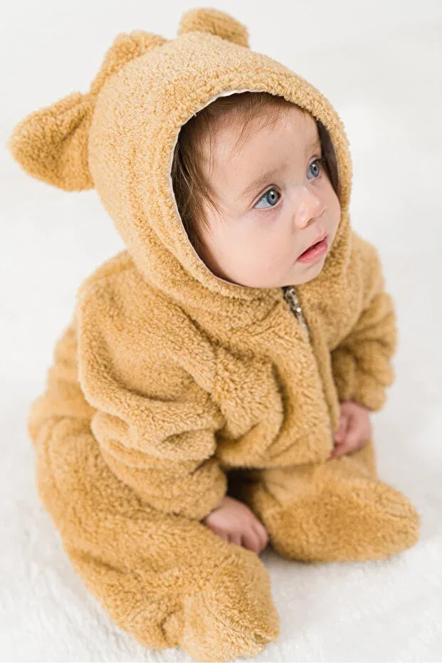 Детский комбинезон из велсофта на молнии Baby Animals, Brown — фото 2