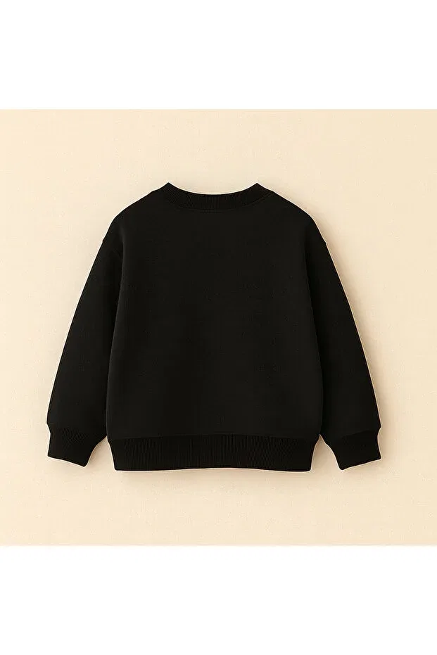 Детские свитшот для мальчиков оверсайз Peppa pig printed oversized 3 thread unlined long sleeve unisex children's sweatshirt Fasardi, Black — фото 2