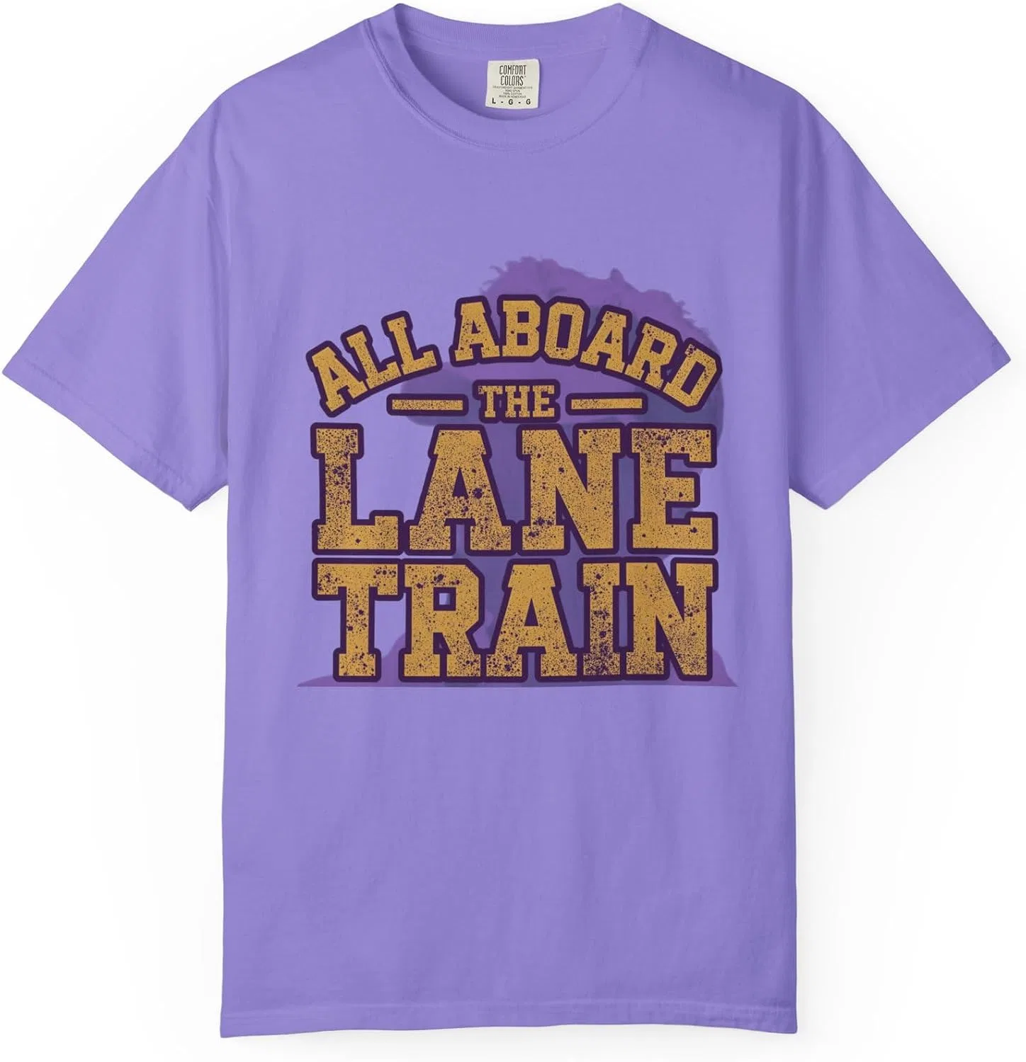 Женская футболка с принтом All Aboard The Lane Train, фиолетовый