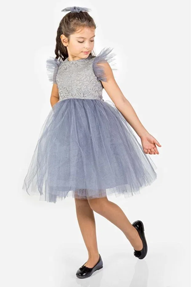Детское платье для девочек кружевное Mnk Baby&Kids, Gray — фото 3