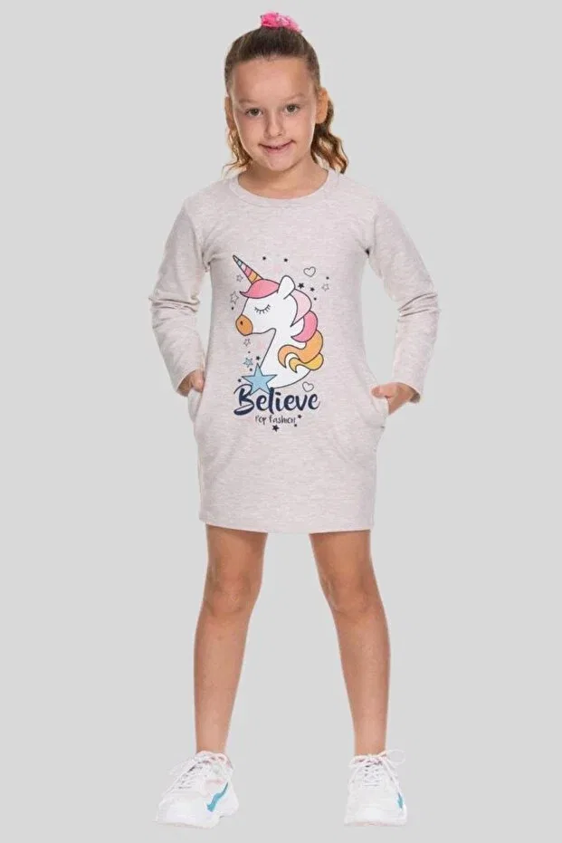 Детское платье из футера с принтом Unicorn Sweat Dress Moona Kids, Bejmelanj