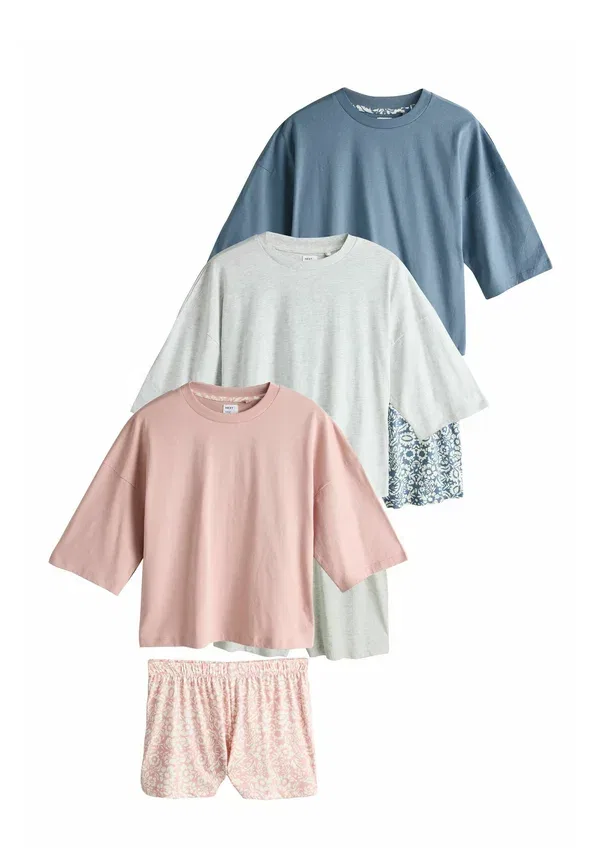 Комплект пижамы 3 шт, Regular Fit, Next Grey Pink Floral, синий/розовый/серый