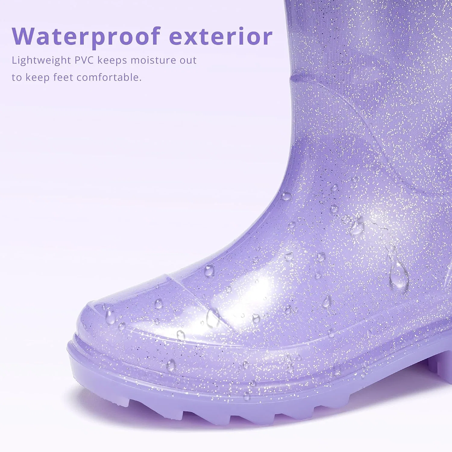 Детские сапоги дождевые для девочек со светящейся подошвой Stelle, *lavender — фото 4