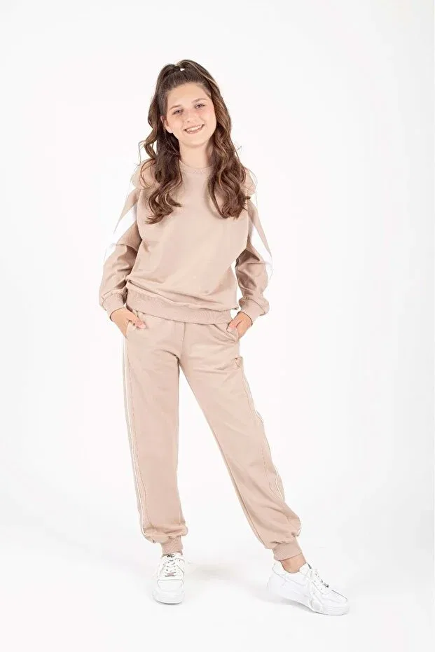Детский комплект для девочек спортивный с принтом Mnk Baby&Kids, Beige
